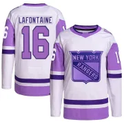 White/Purple Youth Pat Lafontaine New York Rangers Authentic Hockey Fights Cancer Primegreen Jersey